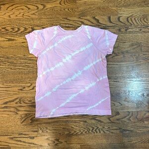 Athleta girl: pink and white tie dye power up tee, size large.